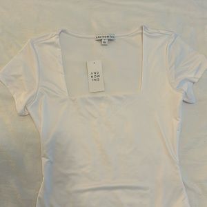 White square neck t-shirt bodysuit